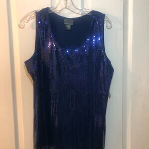 Covington Blue Sequins Shell Tank Size L (NWT)